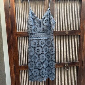Aqua Blue Spaghetti Strap Mini Sundress for Cocktail